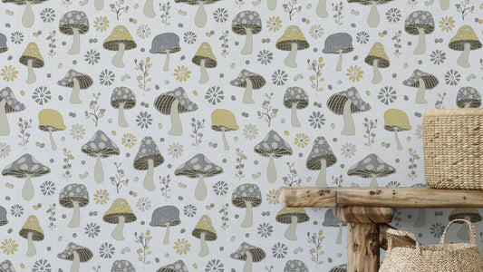 Golden Gray Mushrooms Wallpaper