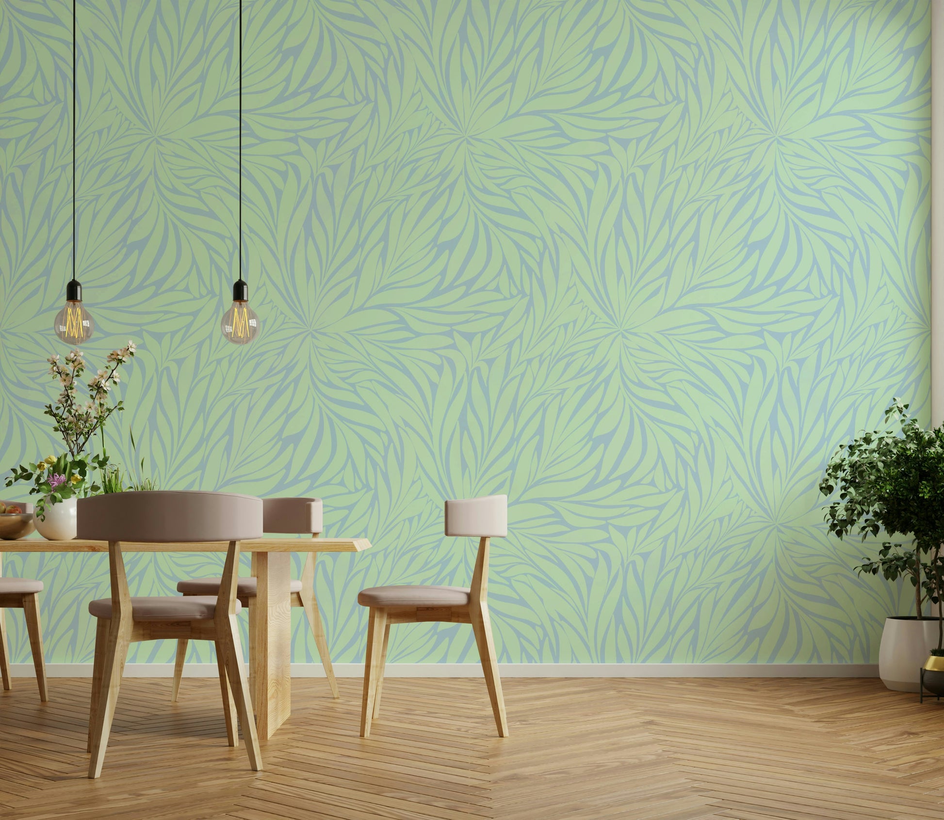 Delicate dancing leaves on a neutral background


