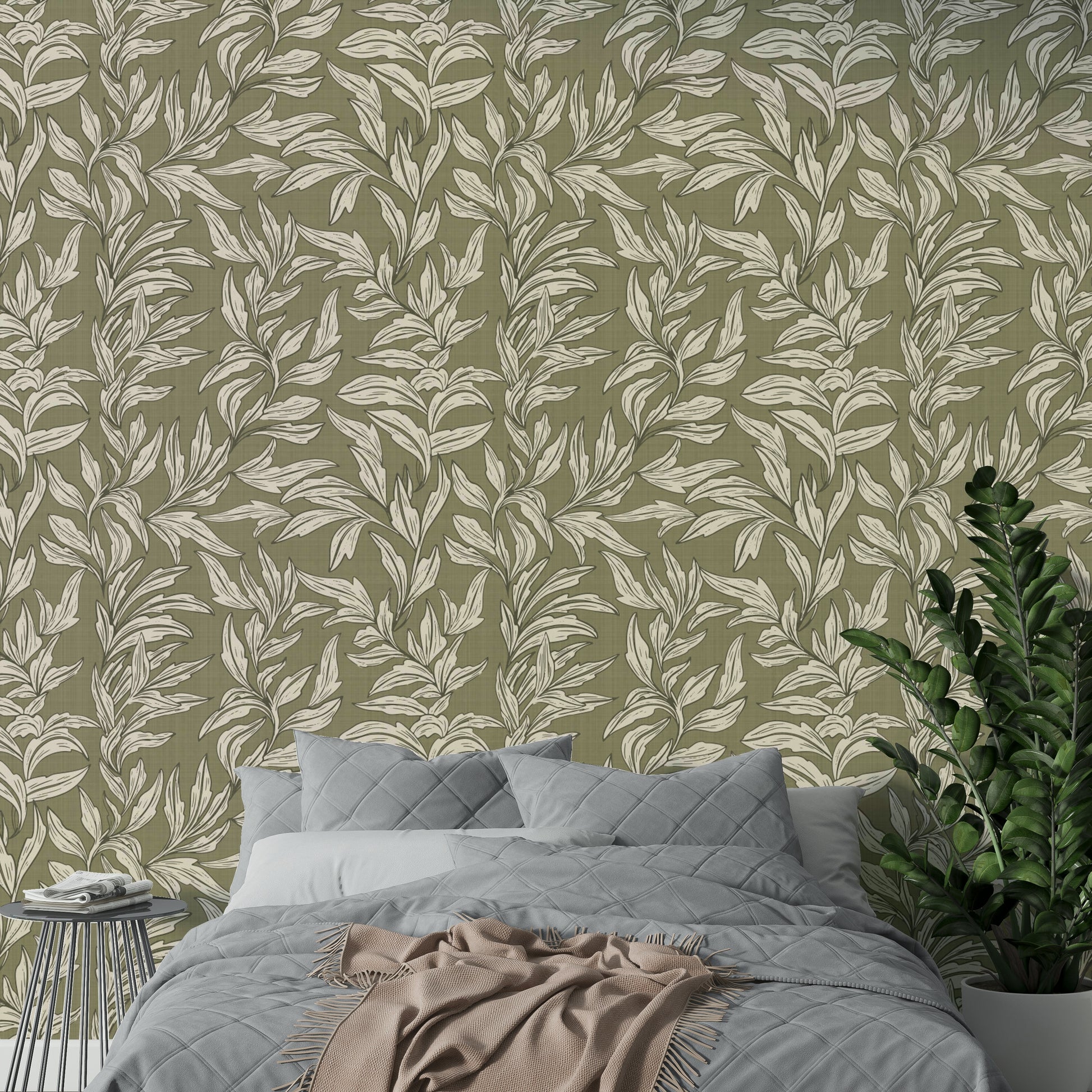 Soft botanical print wallpaper for cozy rooms

