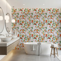 Whimsical Monkeys Playing Music Vintage Exotic Fun Garden blue Wallpaper⁠