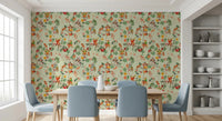 Whimsical Monkeys Playing Music Vintage Exotic Fun Garden green Wallpaper⁠
