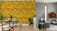 Whimsical Monkeys Playing Music Vintage Exotic Fun Garden yellow Wallpaper⁠