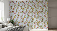 Whimsical Playing Monkeys Family Vintage Exotic Garden blue Wallpaper⁠