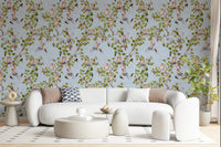 Whimsical Rococo Monkeys Wine Festival Aristocratic Vineyard Vintage Garden blue Wallpaper⁠