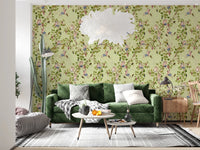 Whimsical Rococo Monkeys Wine Festival Aristocratic Vineyard Vintage Garden green Wallpaper⁠