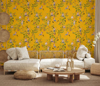 Whimsical Rococo Monkeys Wine Festival Aristocratic Vineyard Vintage Garden yellow Wallpaper⁠