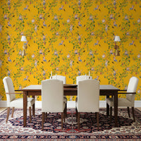 Whimsical Rococo Monkeys Wine Festival Aristocratic Vineyard Vintage Garden yellow Wallpaper⁠