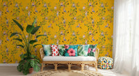 Whimsical Rococo Monkeys Wine Festival Aristocratic Vineyard Vintage Garden yellow Wallpaper⁠