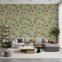 Whimsical Rococo Monkeys Wine Festival Vintage Aristocratic Vineyard Garden Party green Wallpaper⁠