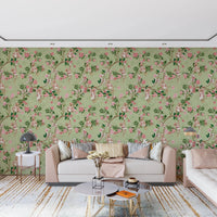 Whimsical Rococo Monkeys Wine Festival Vintage Aristocratic Vineyard Garden Party green Wallpaper⁠