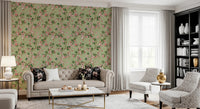Whimsical Rococo Monkeys Wine Festival Vintage Aristocratic Vineyard Garden Party green Wallpaper⁠