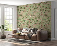 Whimsical Rococo Monkeys Wine Festival Vintage Aristocratic Vineyard Garden Party green Wallpaper⁠