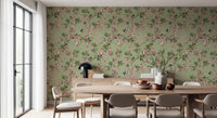 Whimsical Rococo Monkeys Wine Festival Vintage Aristocratic Vineyard Garden Party green Wallpaper⁠