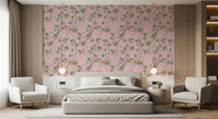 Whimsical Rococo Monkeys Wine Festival Vintage Aristocratic Vineyard Garden Party pink Wallpaper⁠