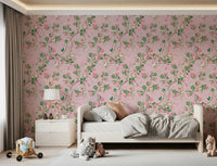 Whimsical Rococo Monkeys Wine Festival Vintage Aristocratic Vineyard Garden Party pink Wallpaper⁠