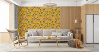 Whimsical Rococo Monkeys Wine Festival Vintage Aristocratic Vineyard Garden Party yellow Wallpaper⁠
