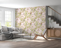 Whimsical Rococo Monkeys Wine Festival Vintage Aristocratic Vineyard Garden pink Wallpaper⁠