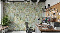 Whimsical Rococo Monkeys Wine Festival Vintage Aristocratic Vineyard Garden turquoise Wallpaper⁠