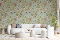 Whimsical Rococo Monkeys Wine Festival Vintage Aristocratic Vineyard Garden turquoise Wallpaper⁠