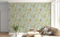 Whimsical Rococo Monkeys Wine Festival Vintage Aristocratic Vineyard Garden turquoise Wallpaper⁠