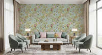Whimsical Rococo Monkeys Wine Festival Vintage Aristocratic Vineyard Garden turquoise Wallpaper⁠
