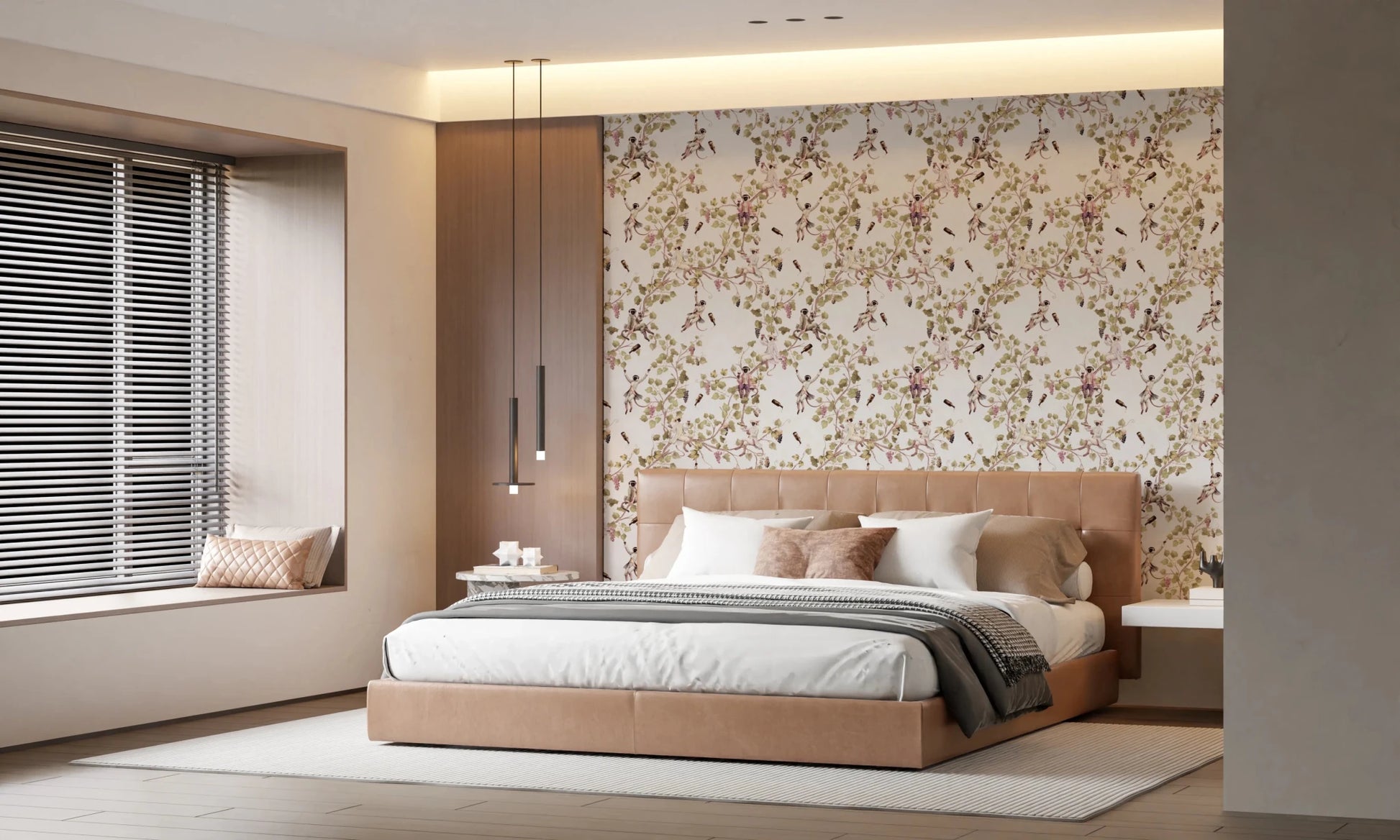 Whimsical Rococo Monkeys Wine Festival Vintage Aristocratic Vineyard Garden white Wallpaper⁠