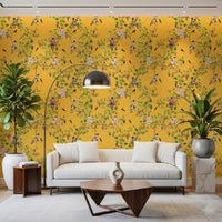 Whimsical Rococo Monkeys Wine Festival Vintage Aristocratic Vineyard Garden yellow Wallpaper⁠