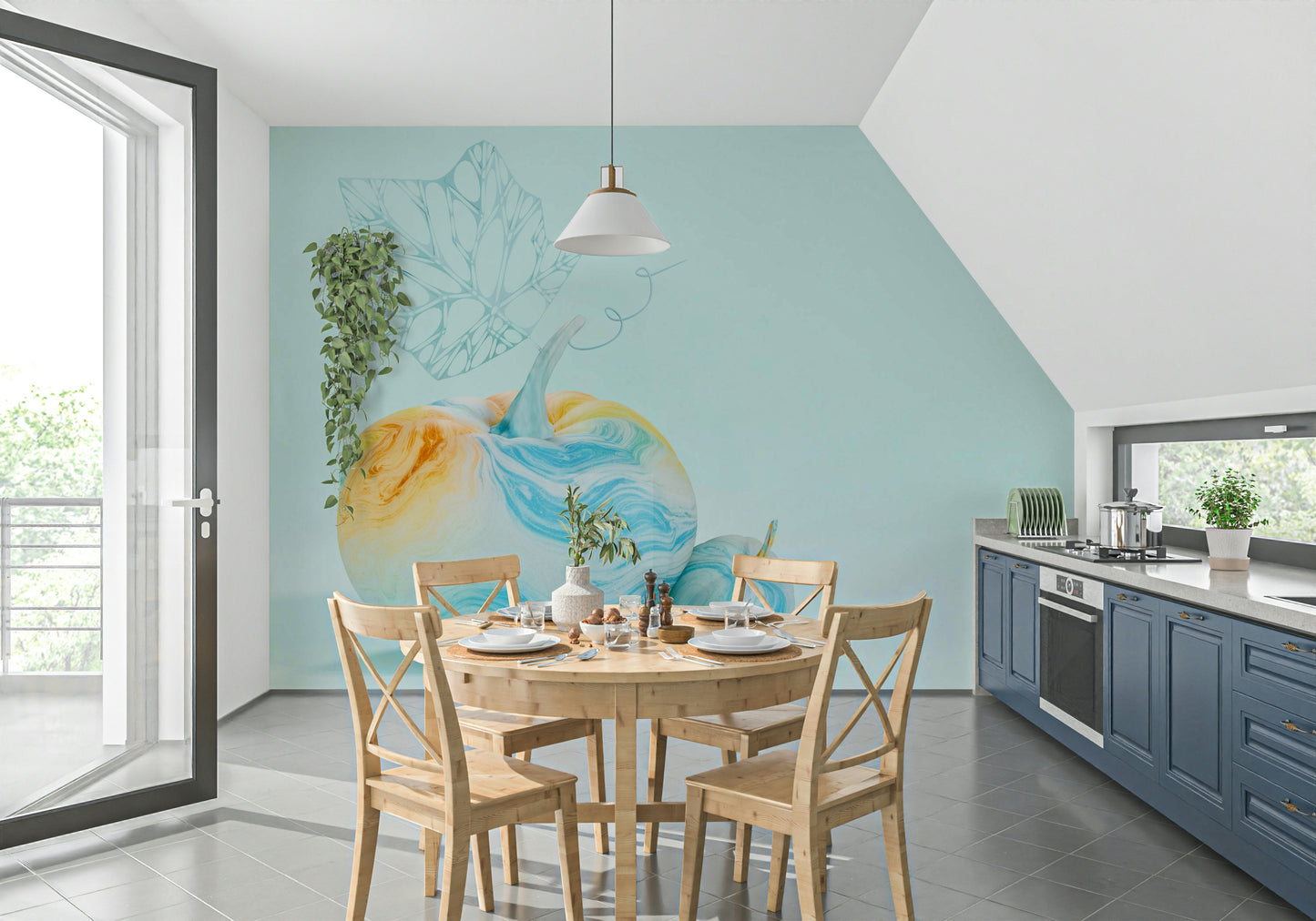 Whimsical Watercolour Pumpkins Wall Mural