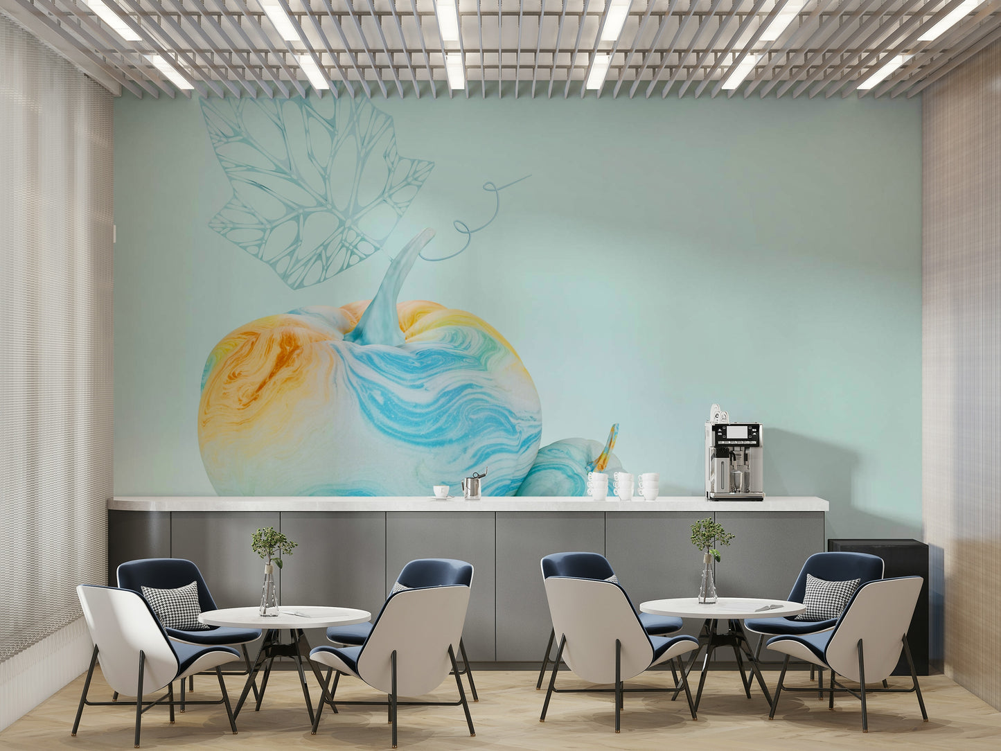 Whimsical Watercolour Pumpkins Wall Mural