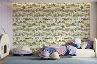 Woodland creatures mural Whimsical Woodland Friends peaceful setting wallpaper.
