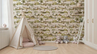 Wall mural showing forest critters Whimsical Woodland Friends cozy aesthetic.