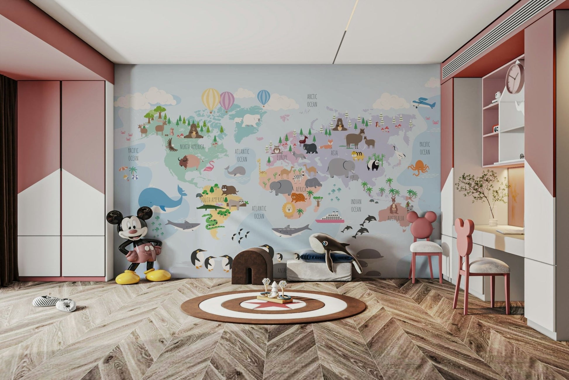 Fun geography mural for kids

