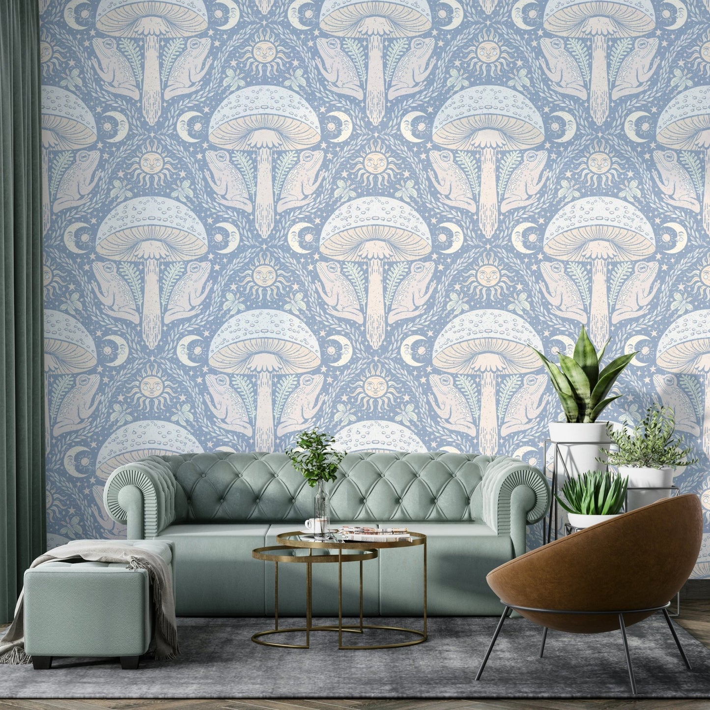 Dreamy toadstool wallpaper with gothic whimsy

