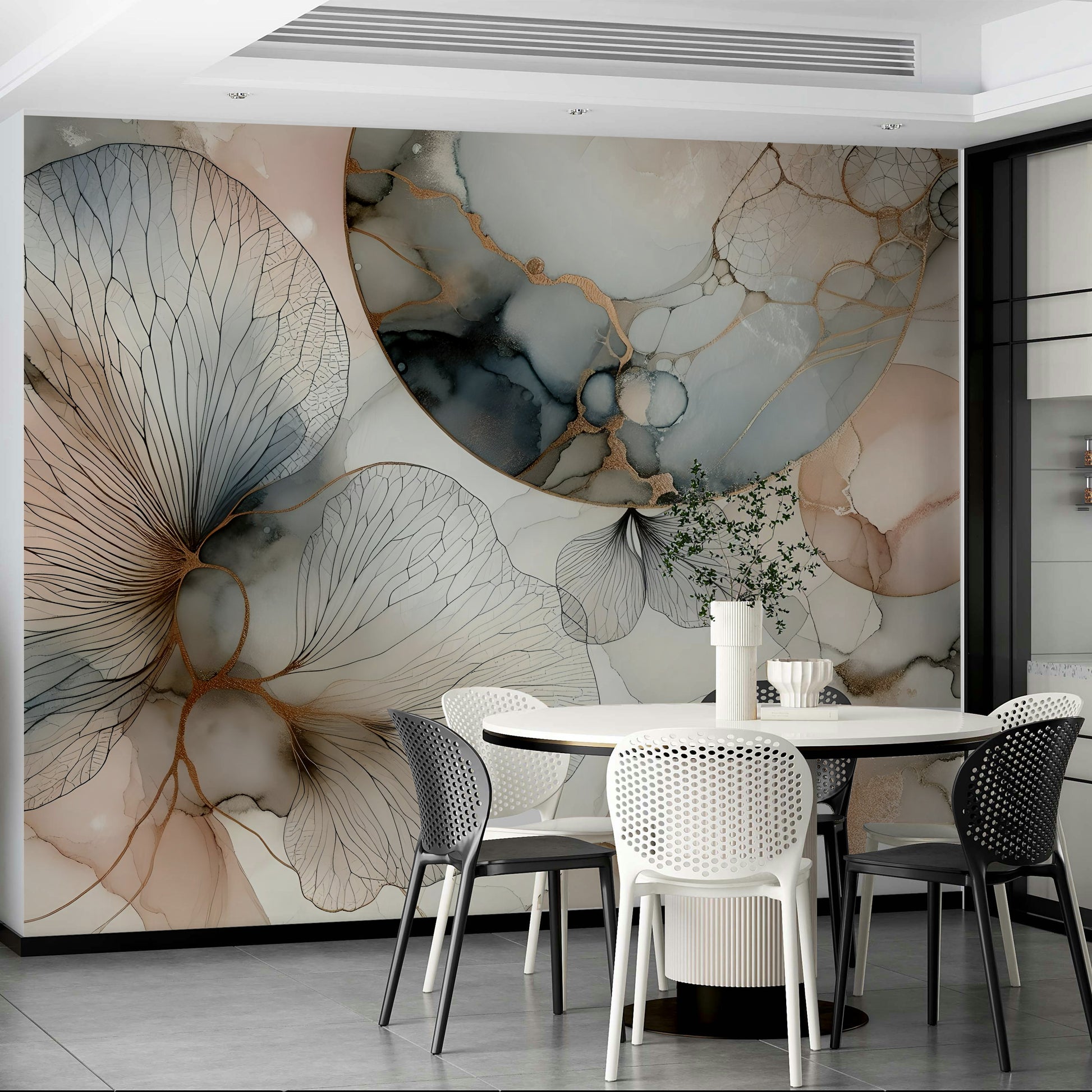 Simple nature inspired wall decor for a minimalist hallway or entryway.