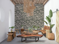 Muted abstract flower wall mural, Whispered Florals product, sophisticated ambiance.