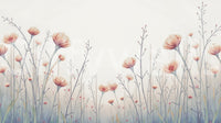 Gentle Whispering Blooms wall mural evokes quiet hand-drawn botany wallpaper.