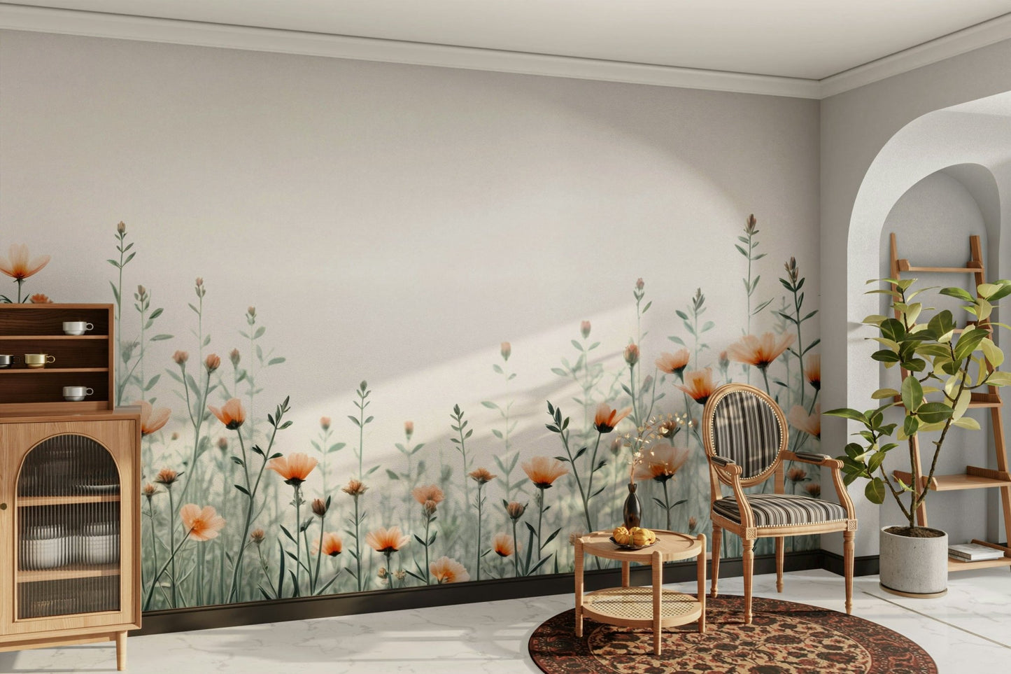 A wall mural of a cosmic landscape.

