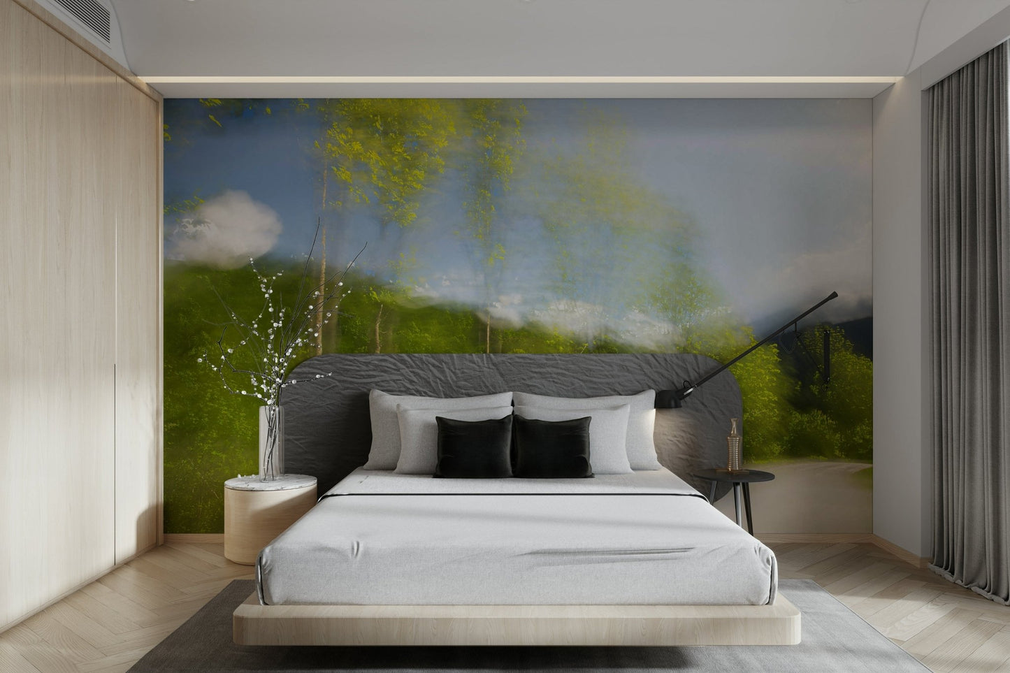 Soft green and sky wall mural
