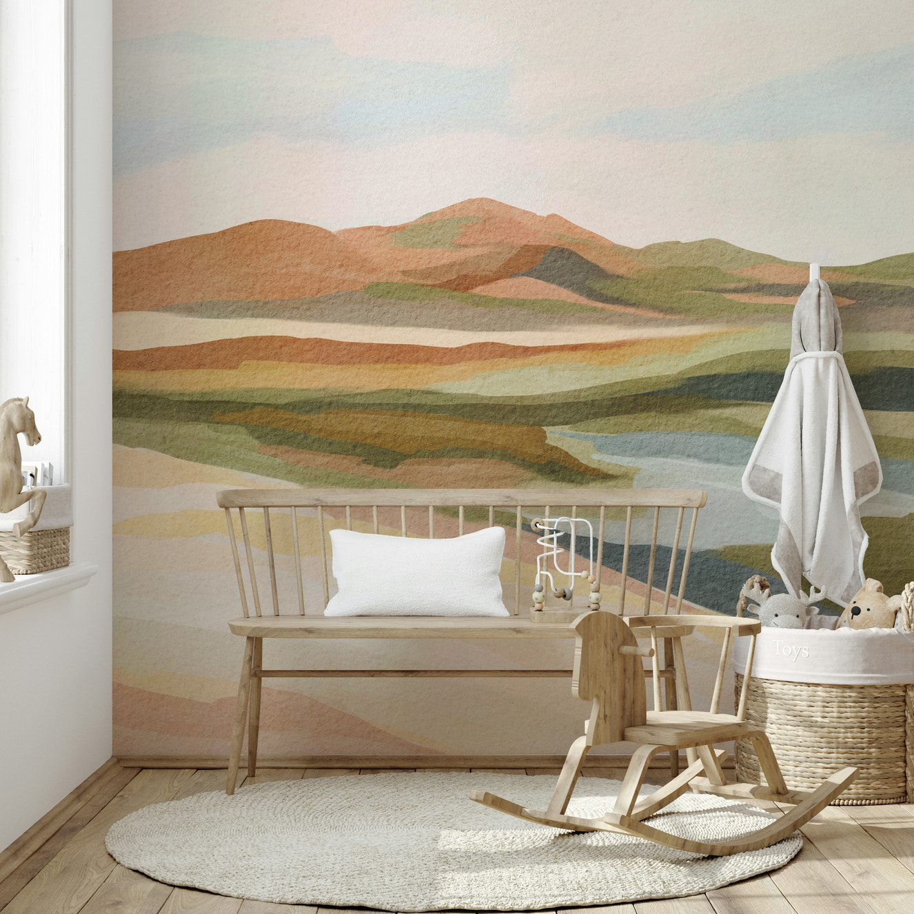 Whispering Hills wall mural with layered soft hills

