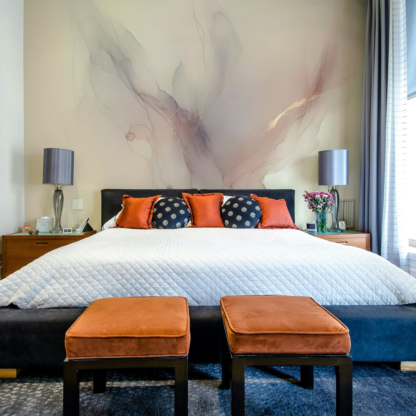 Simple artistic wall decor for a minimalist hallway or entryway.