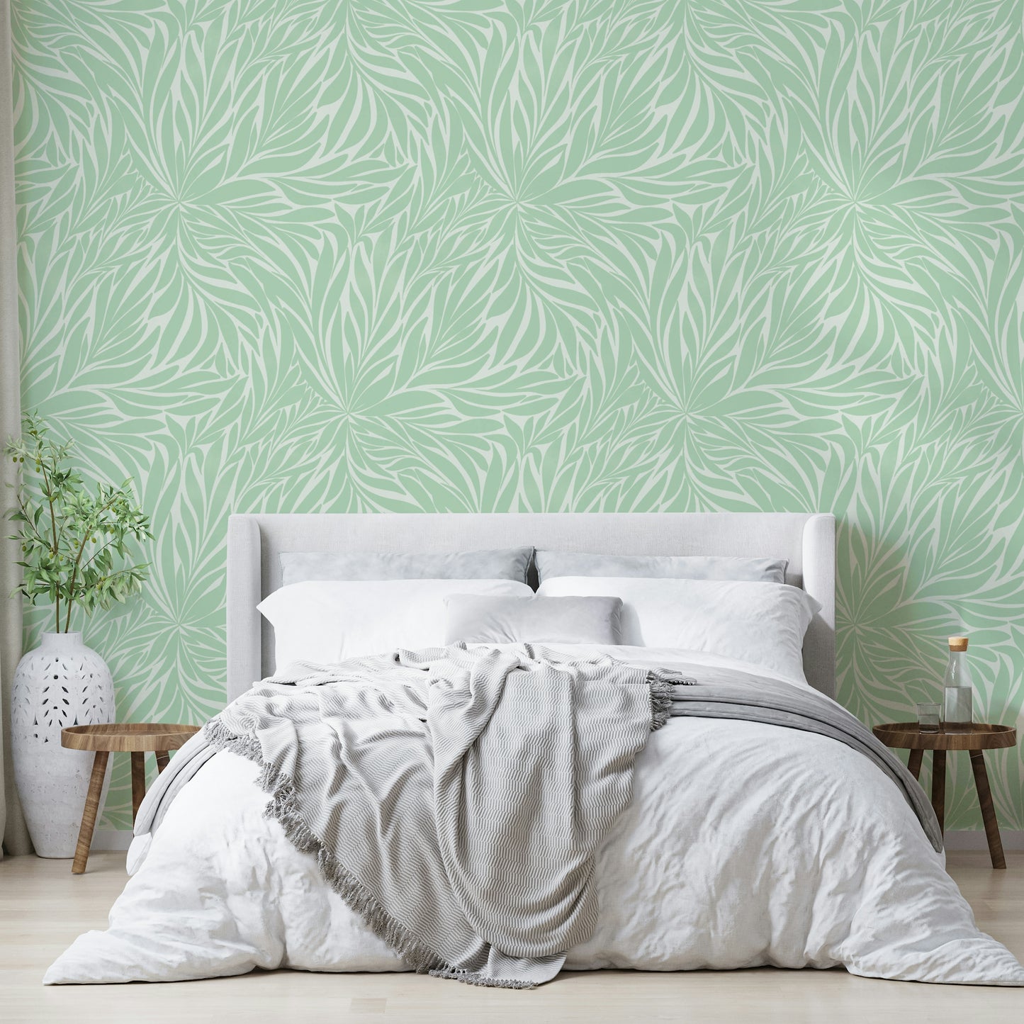 Light and flowing leaves on calm background

