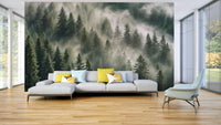 Evergreen pine forest wall covering

