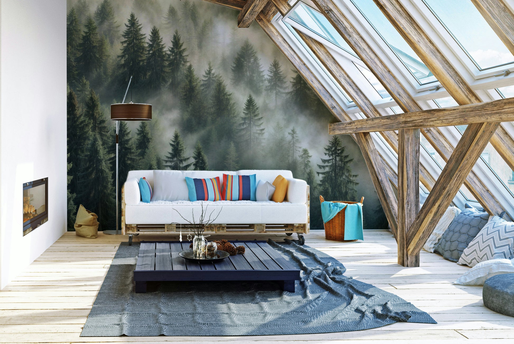 Dense pine trees wallpaper for walls

