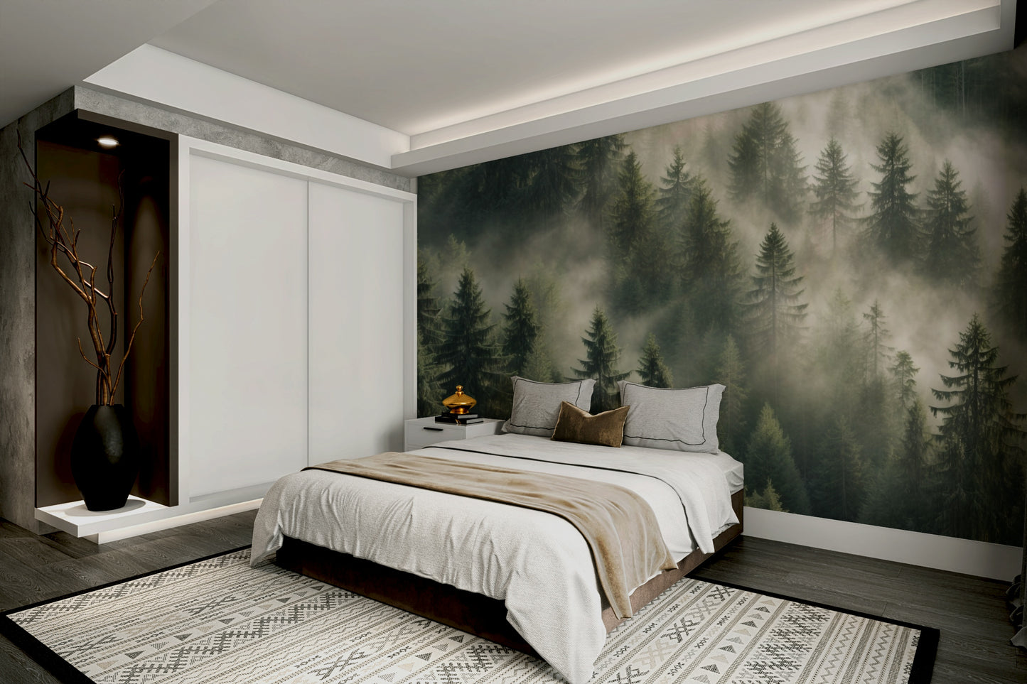 Whispering pines wall mural design

