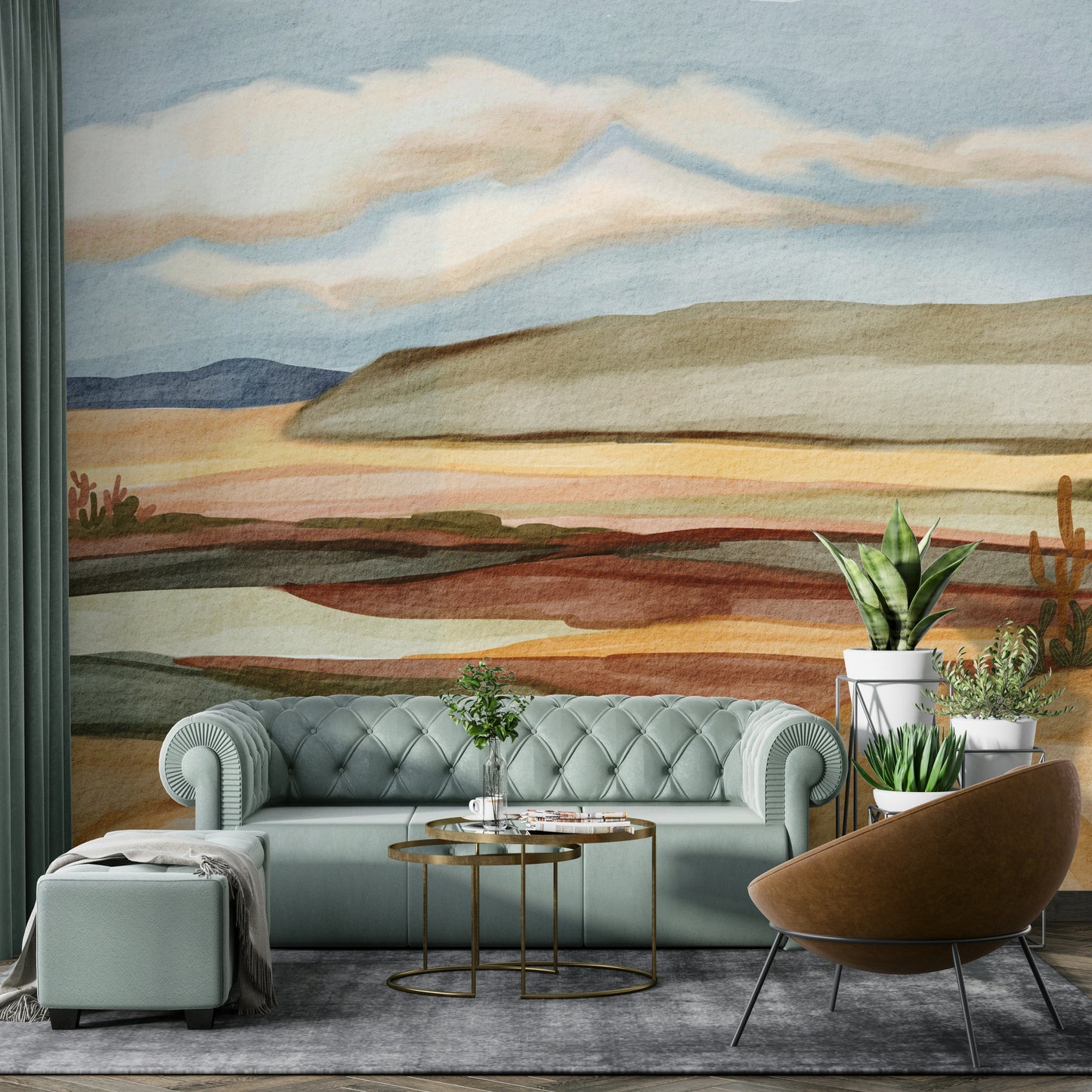 Gentle wall mural with natural texture design

