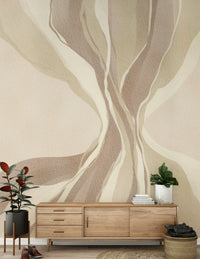 Contemporary Whispering Waves wallpaper smooth curves gentle layered earthy colors