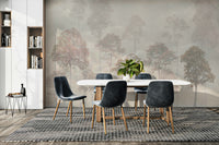 Pale grey tree silhouettes for a sophisticated home décor theme in a nursery.