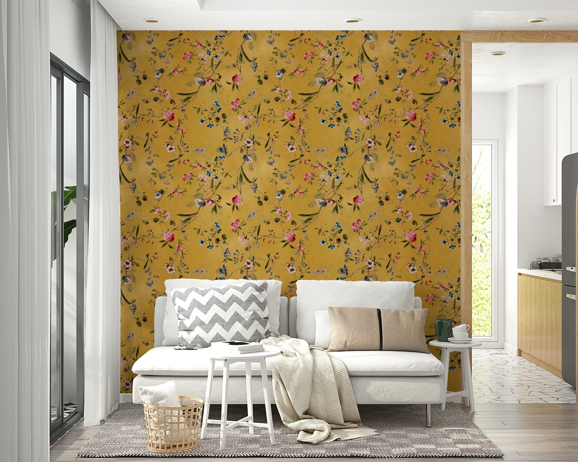Whispers of Chinoiserie Wallpaper in soft watercolor tones.

