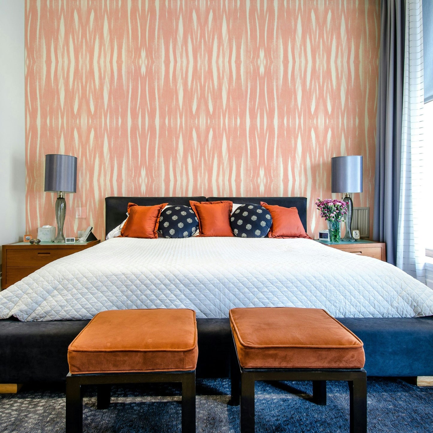 Fresh coral design wallpaper for modern living rooms

