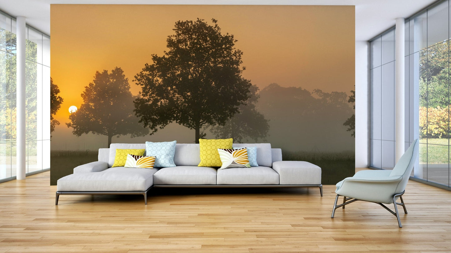 Soft light landscape mural

